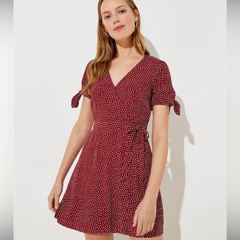 Ann Taylor Loft  Wrap Red & White Polka Dot Wrap Dess /  Romper  - Size 8
